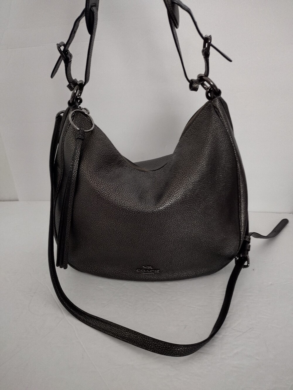Coach Y2K Sutton Hobo Shoulder Bag Pebbled Leather Metallic Gunmetal 40632 - Picture 2 of 11